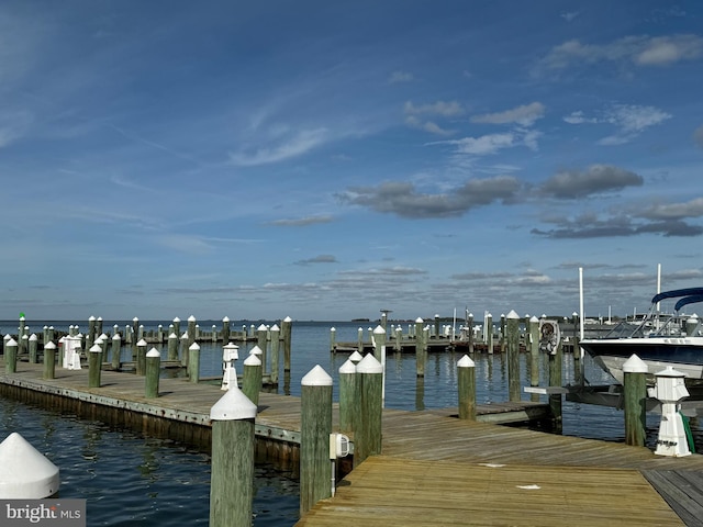 dock area featuring a water view