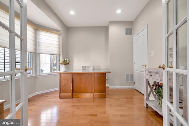 office featuring light hardwood / wood-style floors