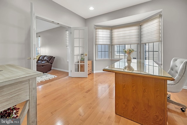 office featuring light hardwood / wood-style floors