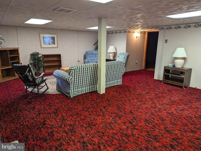 living room with carpet floors