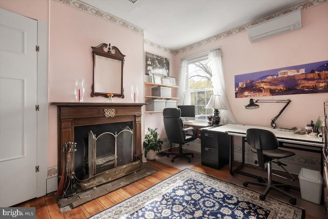355 Orchard Dr, Mount Jackson, VA 22842 - office area featuring a wall mounted AC and wood finished floors