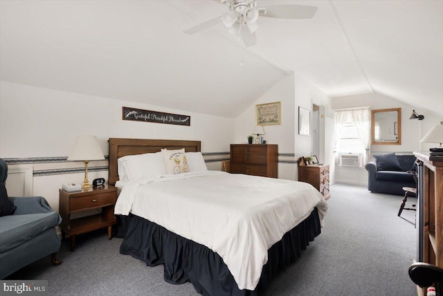 355 Orchard Dr, Mount Jackson, VA 22842 - carpeted bedroom featuring lofted ceiling and ceiling fan