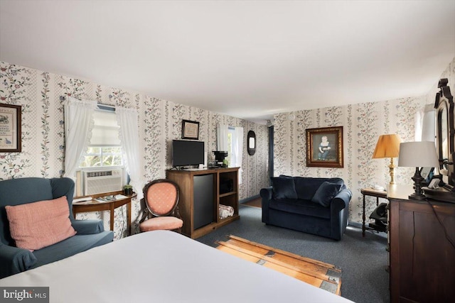 355 Orchard Dr, Mount Jackson, VA 22842 - carpeted bedroom featuring wallpapered walls and cooling unit