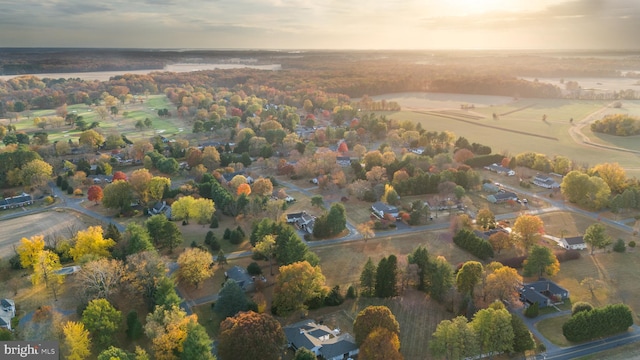 view of aerial view at dusk