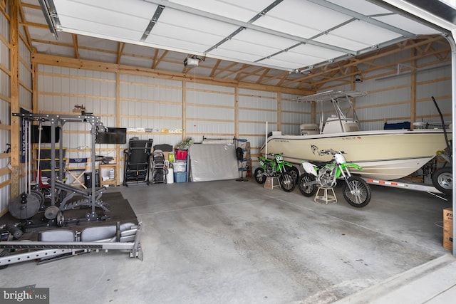 garage with a garage door opener