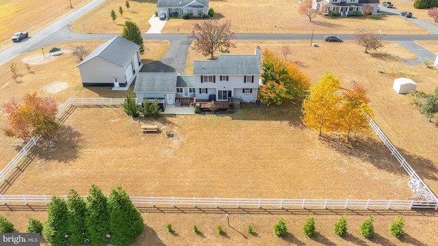 aerial view featuring a rural view