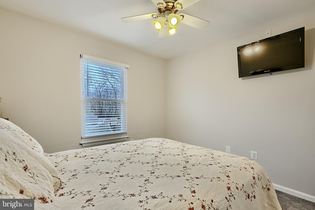 bedroom with carpet and ceiling fan