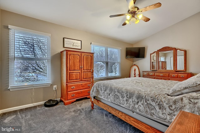 bedroom featuring ceiling fan and carpet floors