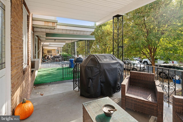 view of patio / terrace with a grill