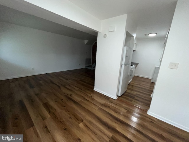 unfurnished living room with dark hardwood / wood-style floors