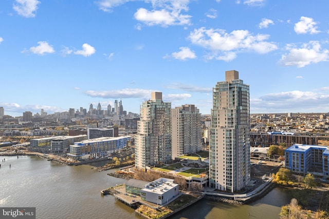 property's view of city with a water view