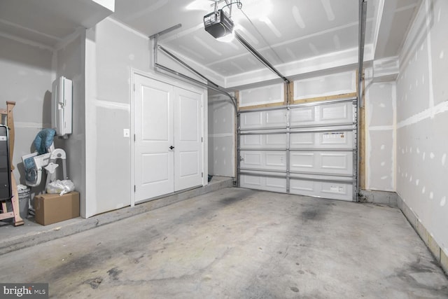 garage with a garage door opener