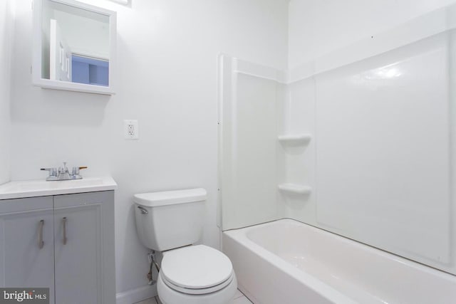 full bathroom with tile patterned floors, vanity, toilet, and bathtub / shower combination