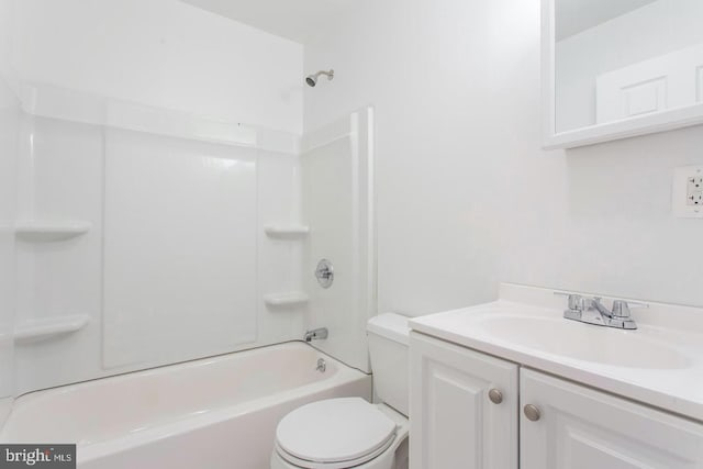 full bathroom featuring toilet, vanity, and shower / bath combination