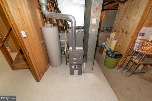 utility room with water heater