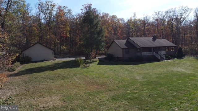 view of yard with a porch