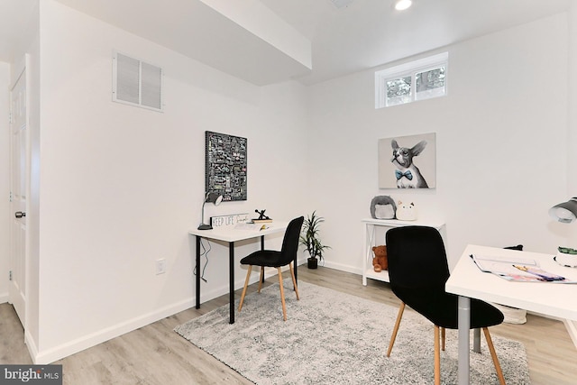 office area featuring wood-type flooring