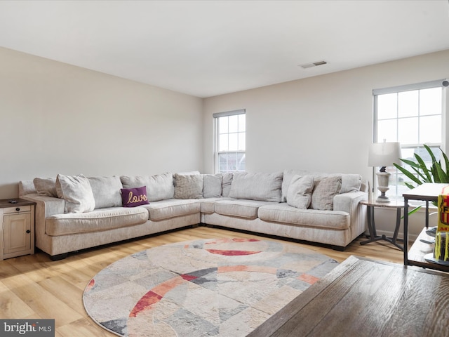 living room featuring light hardwood / wood-style flooring