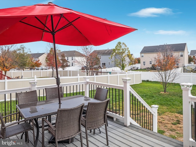 wooden deck with a lawn