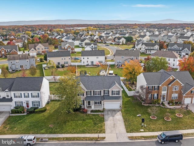 aerial view with a mountain view