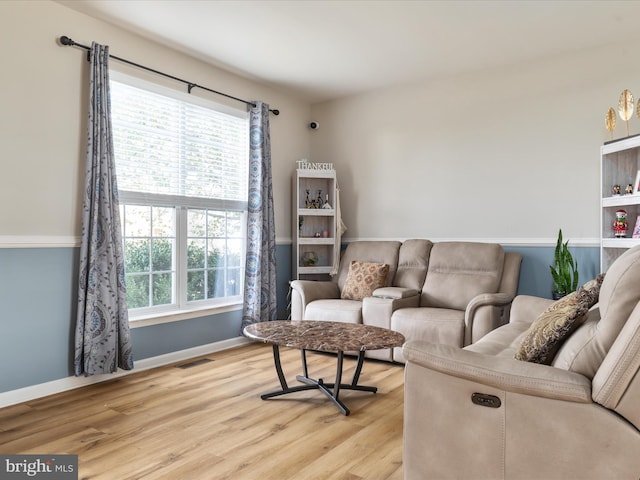 living room featuring light hardwood / wood-style floors