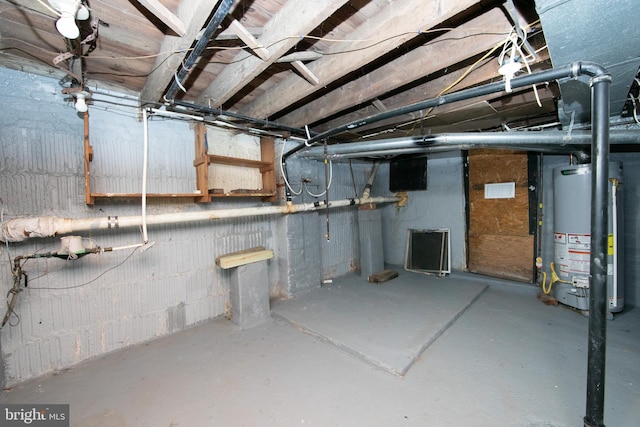 basement with water heater