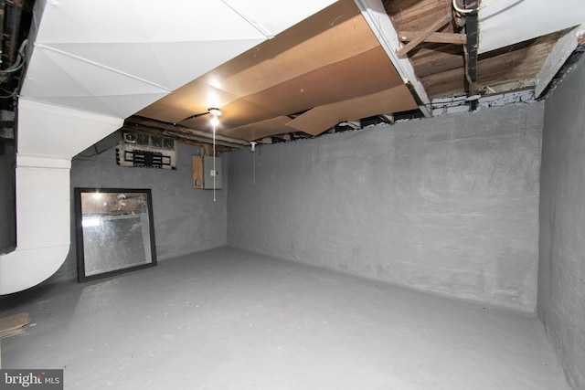 basement with electric panel