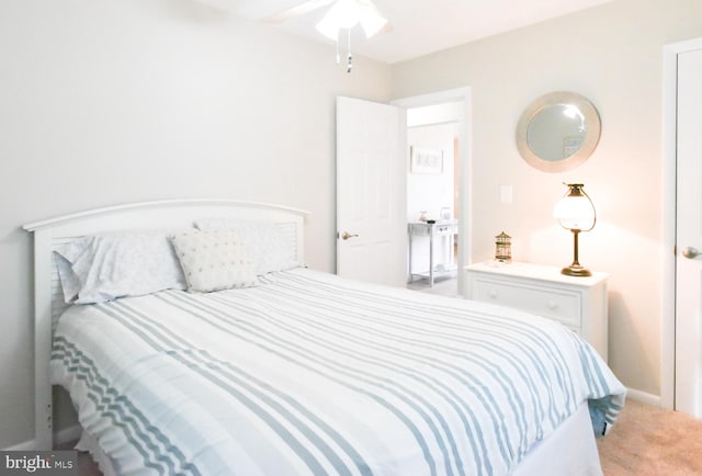 bedroom with carpet and ceiling fan