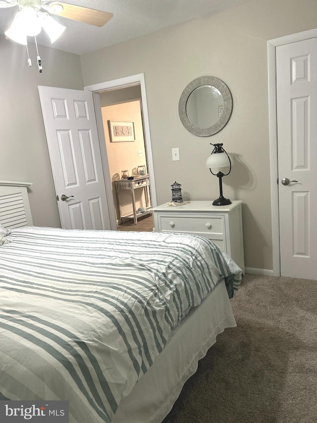 bedroom with carpet flooring and ceiling fan