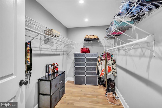 spacious closet with wood-type flooring