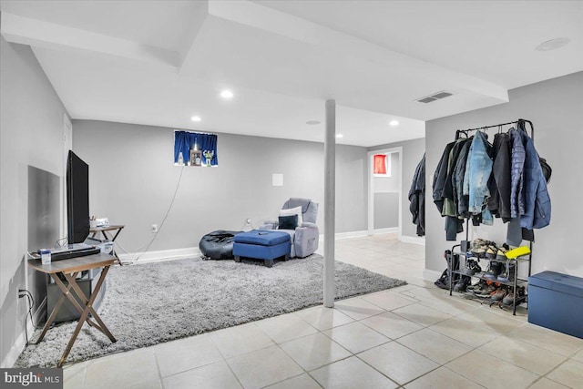 interior space with light tile patterned floors