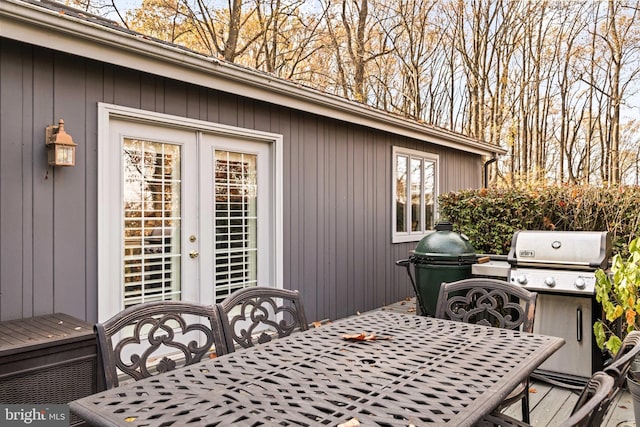 view of patio / terrace featuring area for grilling and french doors