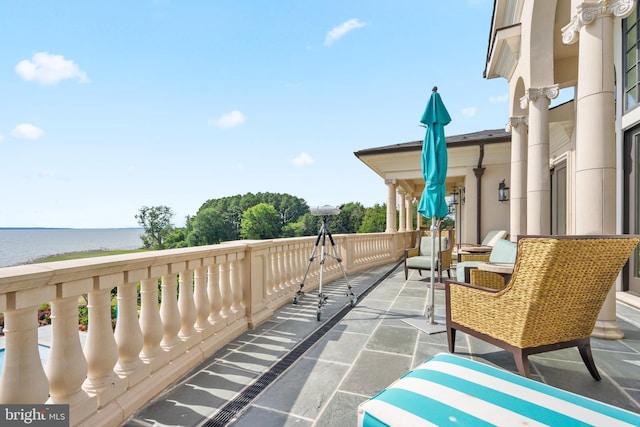 balcony with a water view