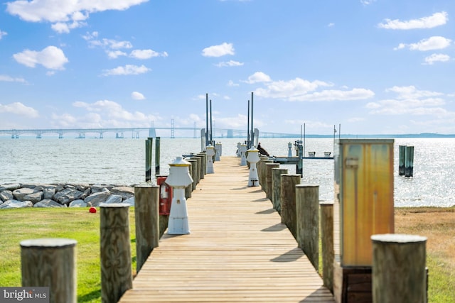 view of dock featuring a water view