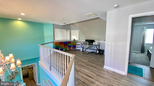 interior space with hardwood / wood-style floors