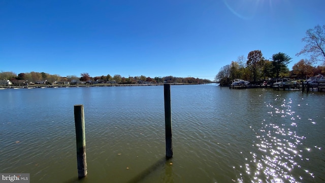 view of dock featuring a water view