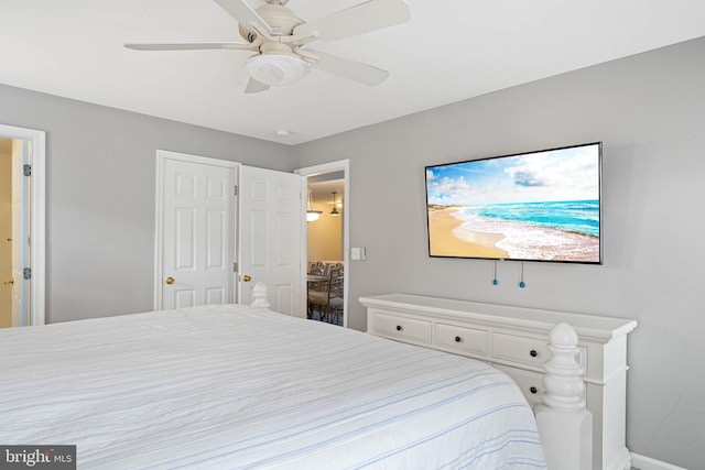 bedroom featuring ceiling fan