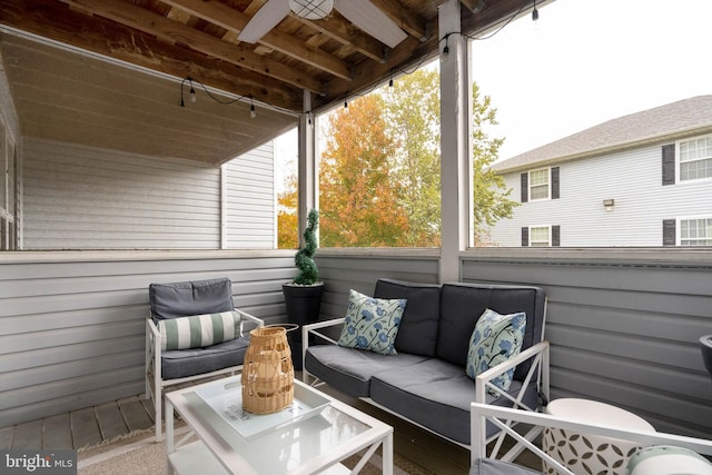 deck with an outdoor living space