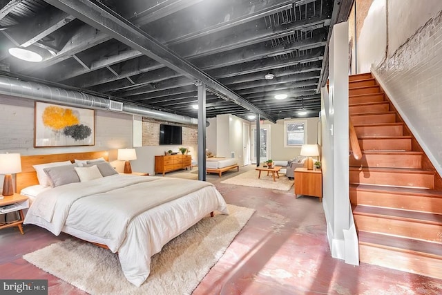 bedroom with concrete flooring