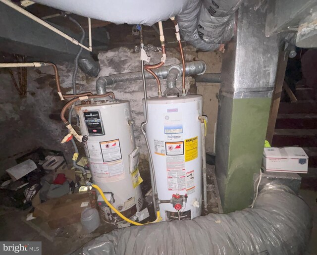 utility room featuring gas water heater