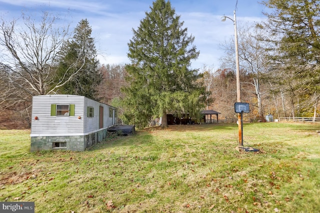 view of yard with a gazebo