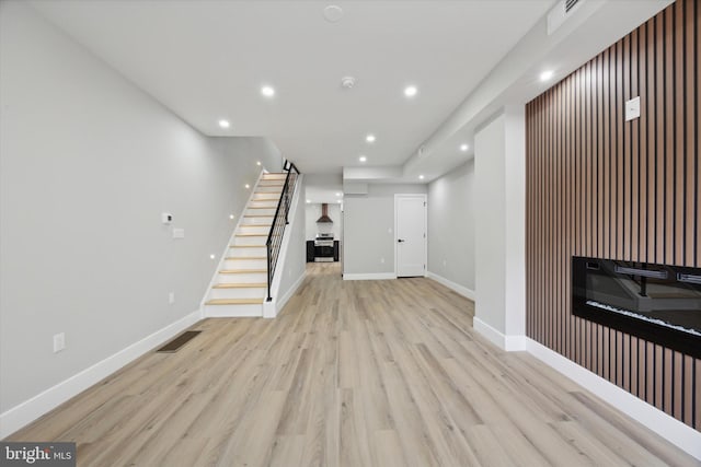 unfurnished living room featuring light hardwood / wood-style flooring