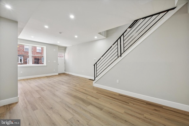 unfurnished living room featuring light hardwood / wood-style floors