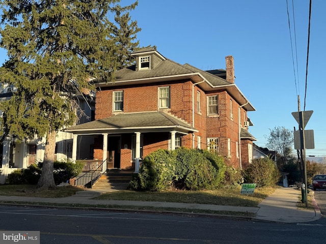 view of front of home featuring covered porch