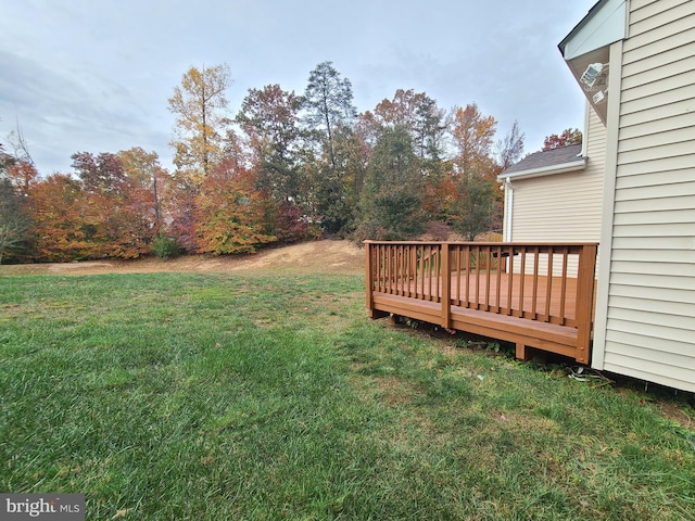 view of yard with a deck