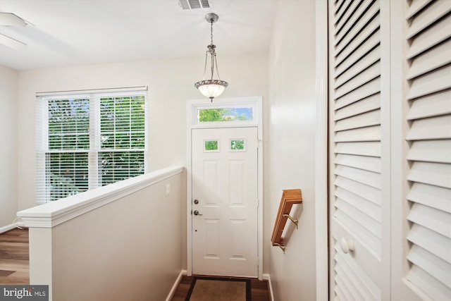 entryway with hardwood / wood-style floors