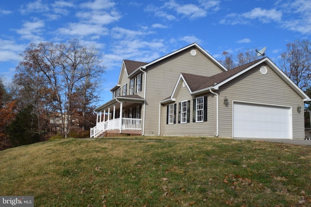531 Washout Ln, Winchester, VA 22603 - traditional home featuring an attached garage, concrete driveway, a porch, and a front lawn