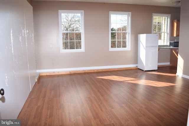 unfurnished room with wood-type flooring and a healthy amount of sunlight