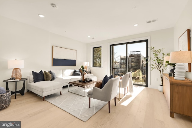 living room featuring light hardwood / wood-style flooring