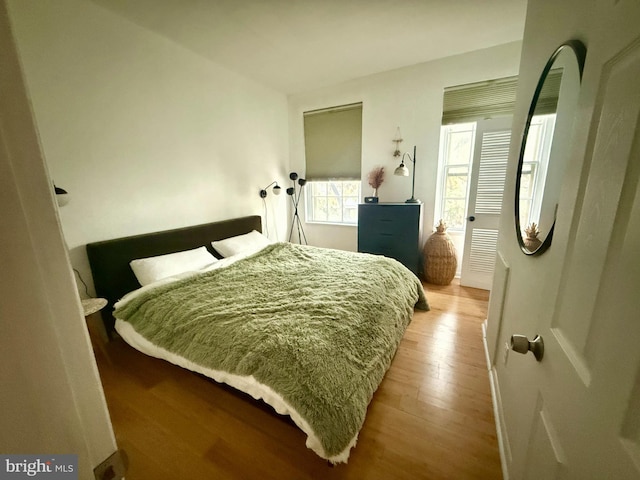 bedroom featuring light wood-type flooring